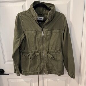Old‎ Navy Utility Jacket Women's Size Large Olive Green Long Sleeve Pockets